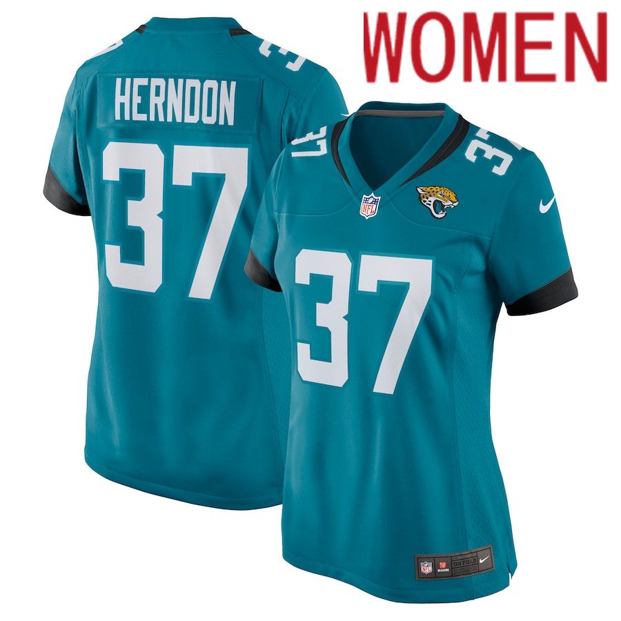 Women Jacksonville Jaguars #37 Tre Herndon Nike Green Nike Game NFL Jersey->women nfl jersey->Women Jersey